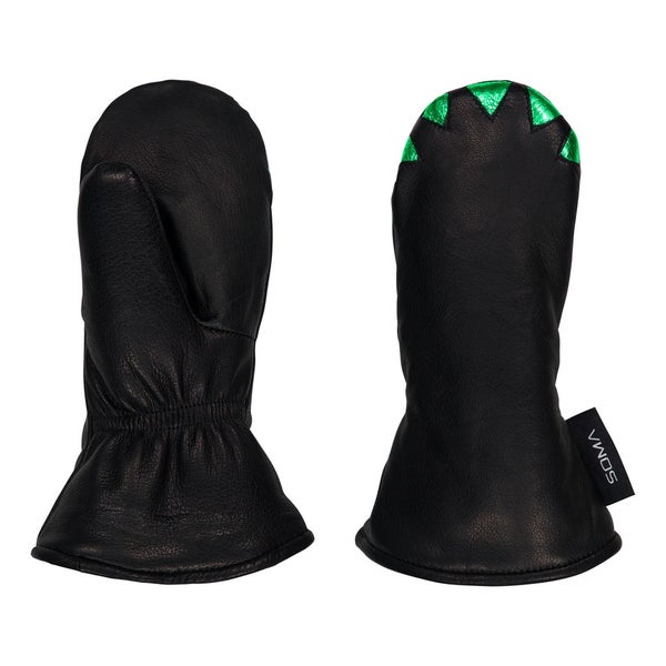 Lasten nahkarukkaset - Dino / Musta - Smarago green