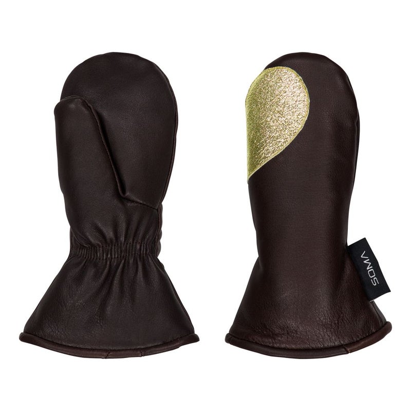 Lasten nahkarukkaset  - Puolikas syd&auml;n / Espresso - gold