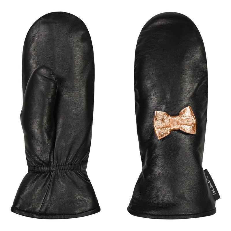 Naisten nahkarukkaset - Rusetti / Musta-  gold