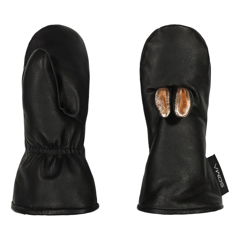 Lasten nahkarukkaset - Pupu korvat  / Musta- gold